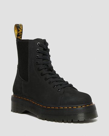 Botas Plataforma Dr Martens Jadon Nubuck Cuero Mujer Negros | MX 53SGL